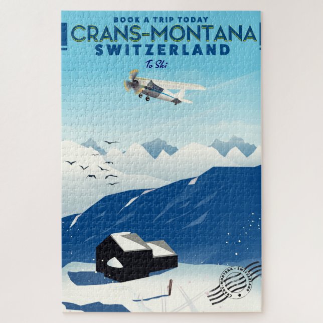 crans-montana Switzerland ski poster Jigsaw Puzzle (Vertical)