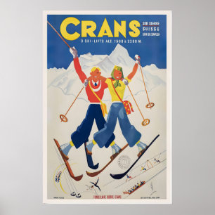 Crans Suisse Suisse Affiche de ski vintage