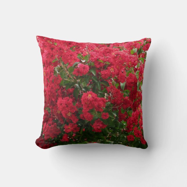 Crape Myrtle Cotton Throw Pillow (Front)