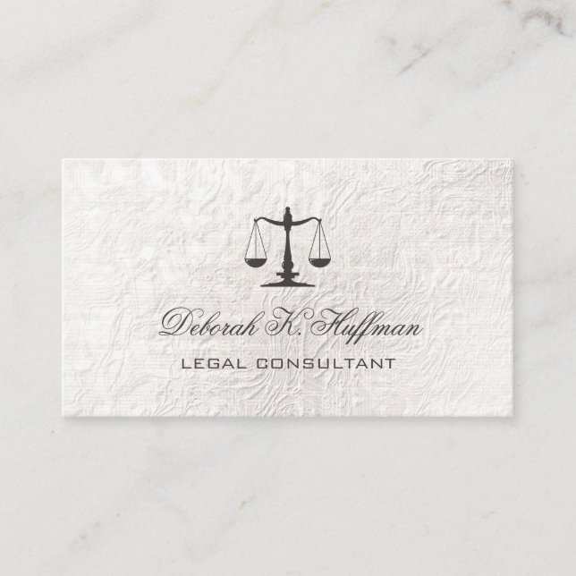 Crape Paper feminine Legal Justice Scale Business Card (Front)