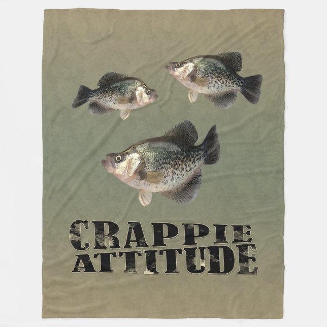 Crappie Attitude Funny Fishing Fleece Blanket (Front)