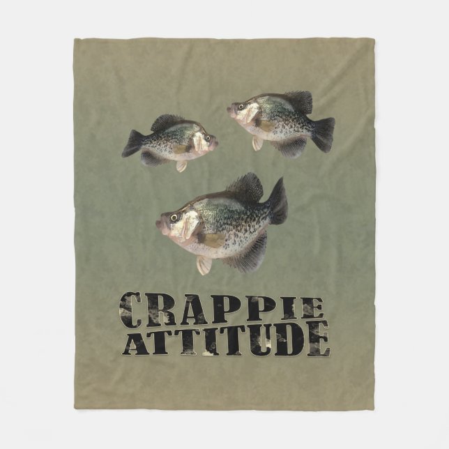 Crappie Attitude Funny Fishing Fleece Blanket (Front)