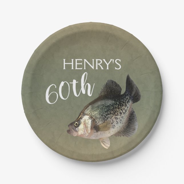 Crappie Fish 60th Birthday Paper Plate (Front)