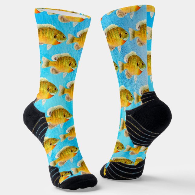 Crappie Fish and Blue Water Socks (Angled)