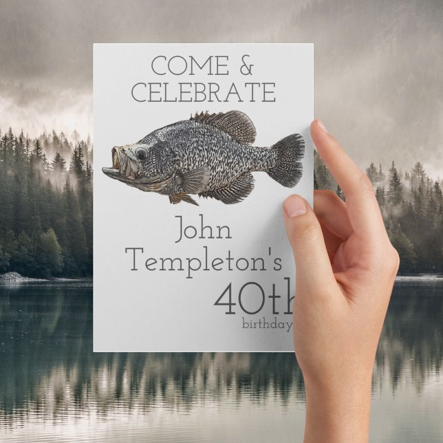 Crappie Fishing Fisherman Angler Men's Birthday Invitation (Crappie fishing birthday invitation. Instant download the invitation or print.)