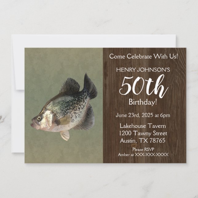 Crappie Fishing Theme 50th Birthday Party Invitation (Front)