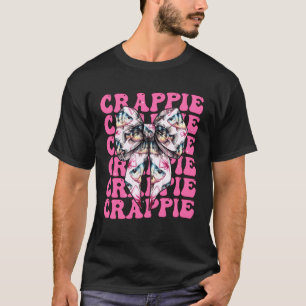 Crappie Funny Fish Girl Coquette Bow Pink Ribbon T-Shirt
