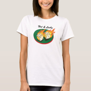 Craps and Gambling_Flaming Dice_Hot & Lucky T-Shirt