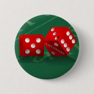 Craps Table With Las Vegas Dice 2 Inch Round Button
