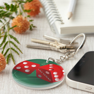Craps Table With Las Vegas Dice Keychain
