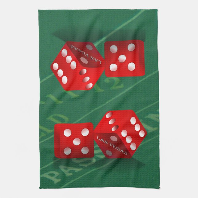 Craps Table With Las Vegas Dice Kitchen Towel (Vertical)