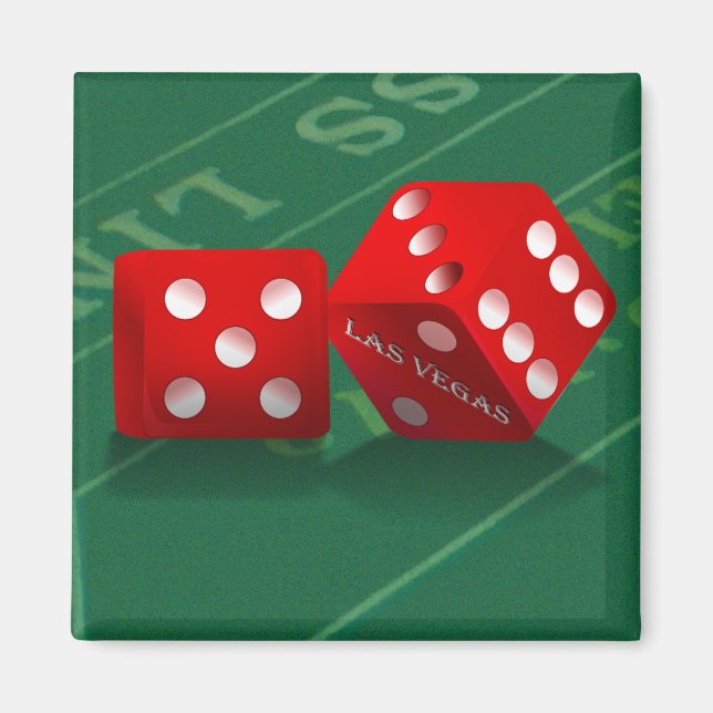 Craps Table With Las Vegas Dice Magnet (Front)