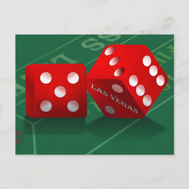 Craps Table With Las Vegas Dice Postcard (Front)