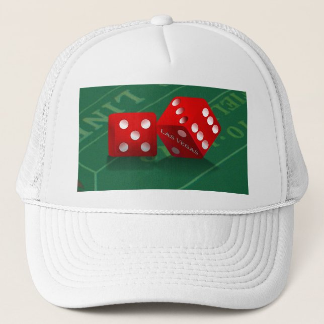 Craps Table With Las Vegas Dice Trucker Hat (Front)