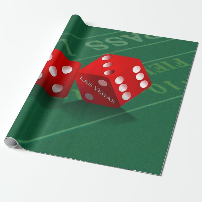 Craps Table With Las Vegas Dice Wrapping Paper (Unrolled)