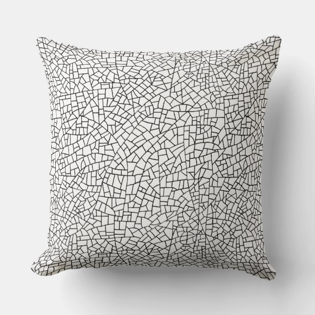 Craquelure Pattern - Black on White Throw Pillow (Front)