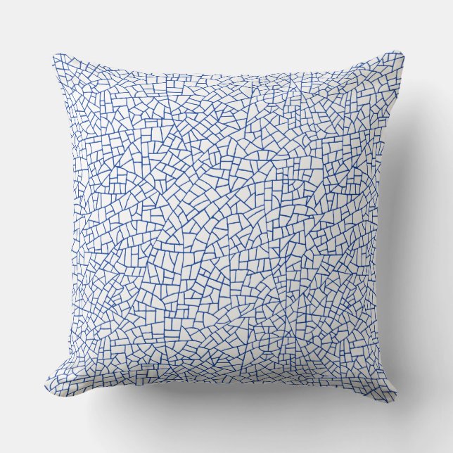 Craquelure Pattern - Navy Blue on White Throw Pillow (Front)