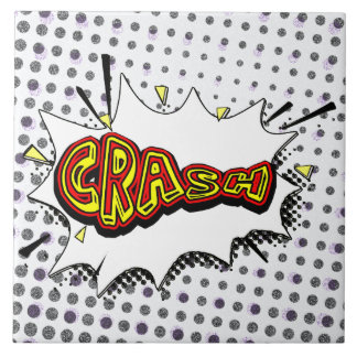 Crash Action Bubble Red and Yellow Typography Tile