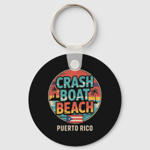 Crash Boat Beach Puerto Rico Palm Circle Design Keychain