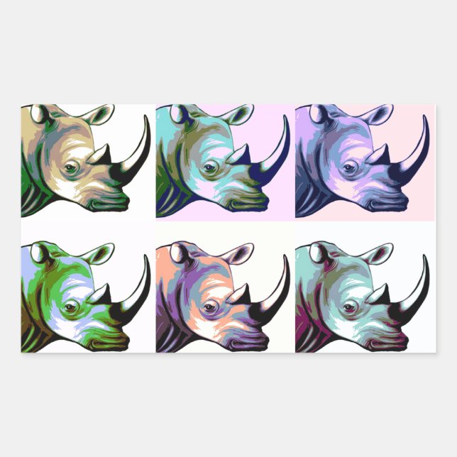 Crash of Rhinos Pop Art Sticker (Front)