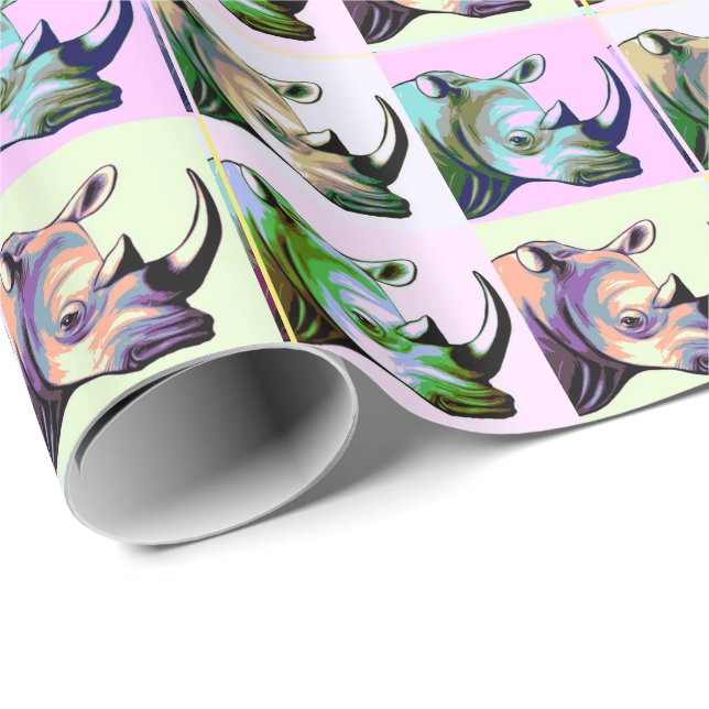 Crash of Rhinos Pop Art Wrapping Paper (Roll Corner)
