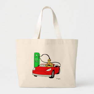 Crash Test Dummy & Car Recharging Large Tote Bag
