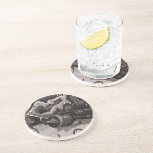 Crashed World War Fighter Aircraft Coaster (Side)