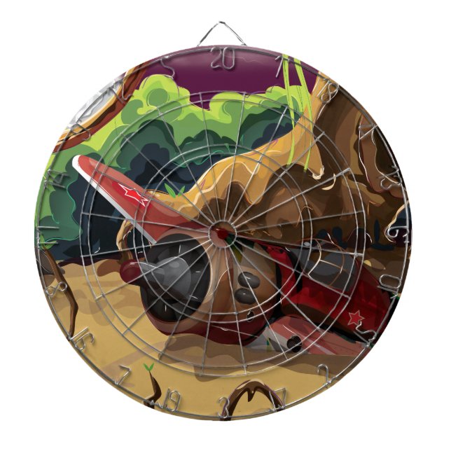 Crashed World War Fighter Aircraft Dartboard (Front)