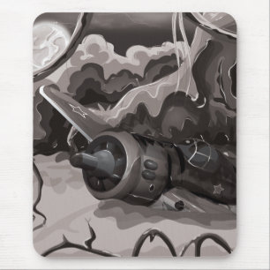Crashed World War Fighter Aircraft Mouse Pad
