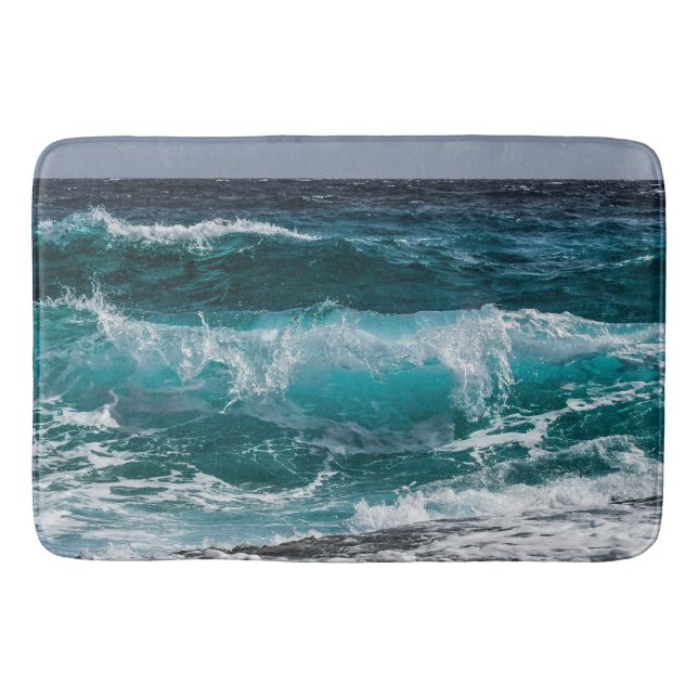 Crashing Ocean Waves Bath Mat (Front)
