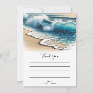 Crashing Ocean Waves Coastal Beach Thank You Invitation