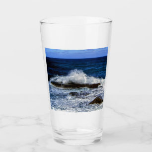 Crashing Wave On Rock Formation Glass