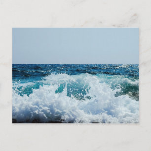 Crashing Wave Sea Surf Beach Water Fantastic Blue Postcard