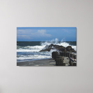 Crashing Waves At Folly Canvas Print