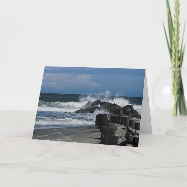Crashing Waves At Folly Card (Front)