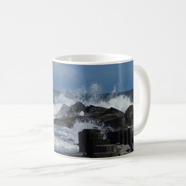 Crashing Waves At Folly Coffee Mug (Front Right)