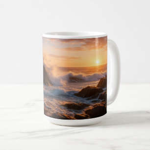 Crashing Waves at Sunset Coffee Mug