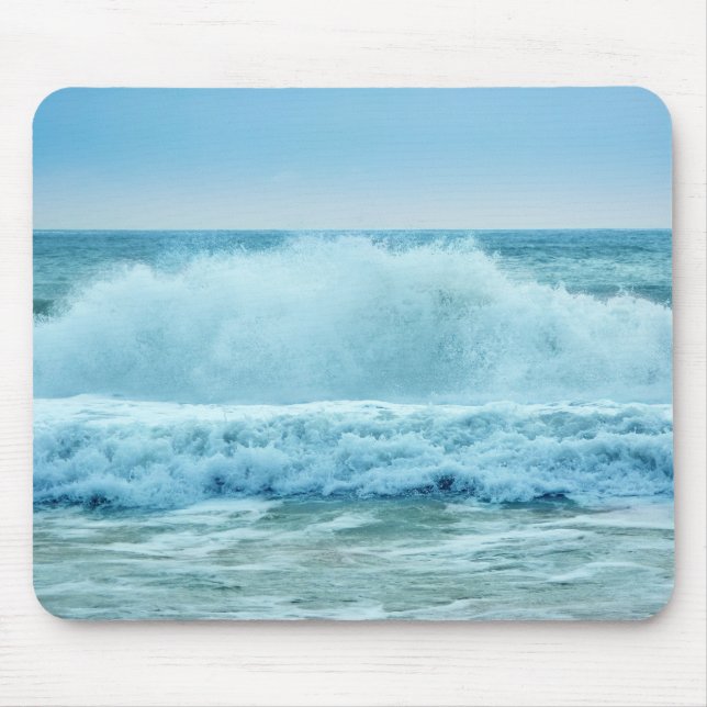 Crashing Waves Blue Ocean Beach Photo Mouse Pad (Front)