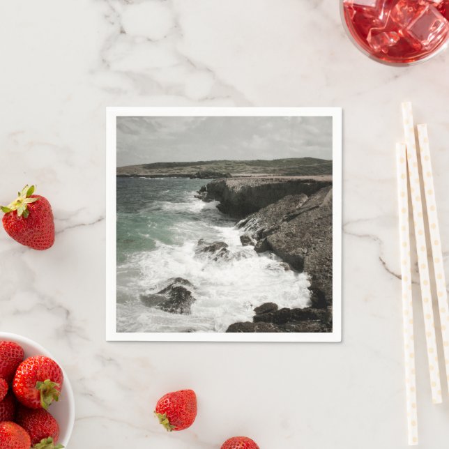 Crashing Waves Coastal Photo Napkin (Insitu)