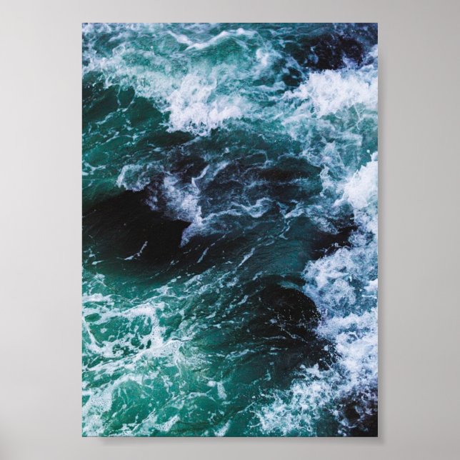 Crashing Waves in the Ocean Poster (Front)