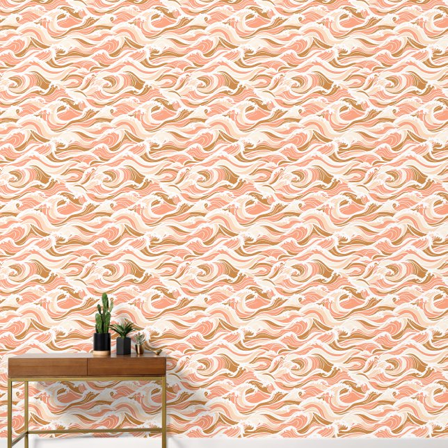 Crashing Waves warm colours Wallpaper (Hallway)