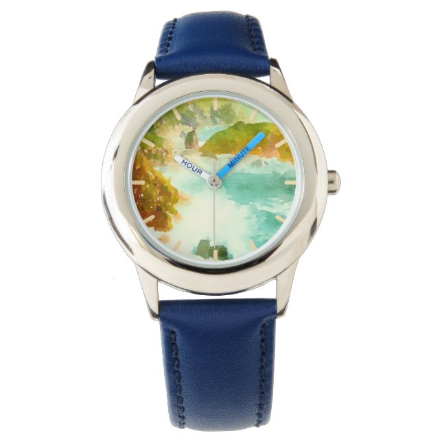 Crashing Waves Watercolor Watch (Front)