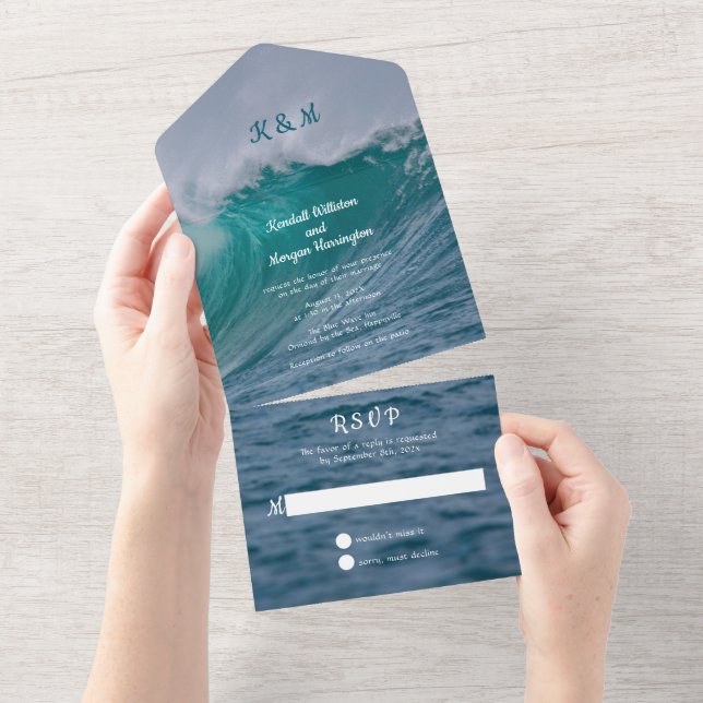 Crashing Waves Wedding All in One Invitations (Tearaway)