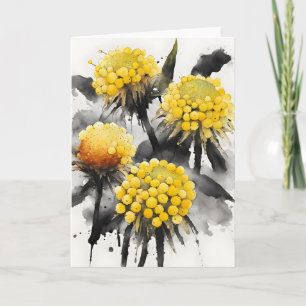 Craspedia - Watercolor flowers Card
