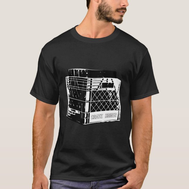 Crate Digger With Crate Full Of Records Lp'S T-Shirt (Front)