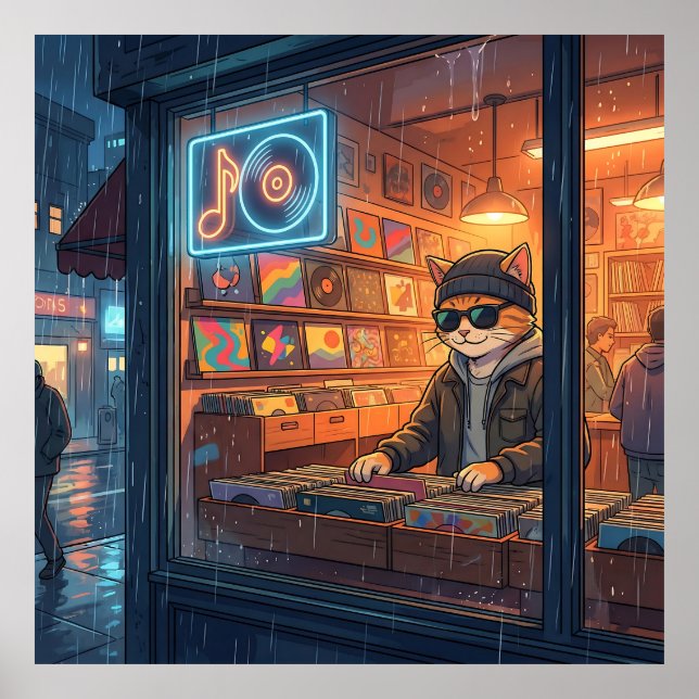 Crate Digging at the Vinyl Store Poster (Front)