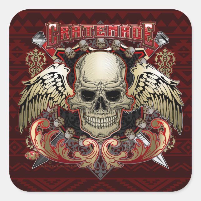 Cratemade Skull avec autocollant d'ailes (Devant)