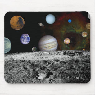 Crater and Solar System planets Mouse Pad