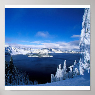Crater Lake in Winter Oregon Poster
