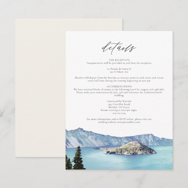 CRATER LAKE National Park Destination Details Card (Front/Back)